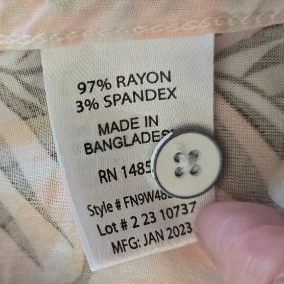 Free Planet Mens Tropical Leaf Hawaiian Short Sleeve Pink/Green Large - Picture 11 of 11